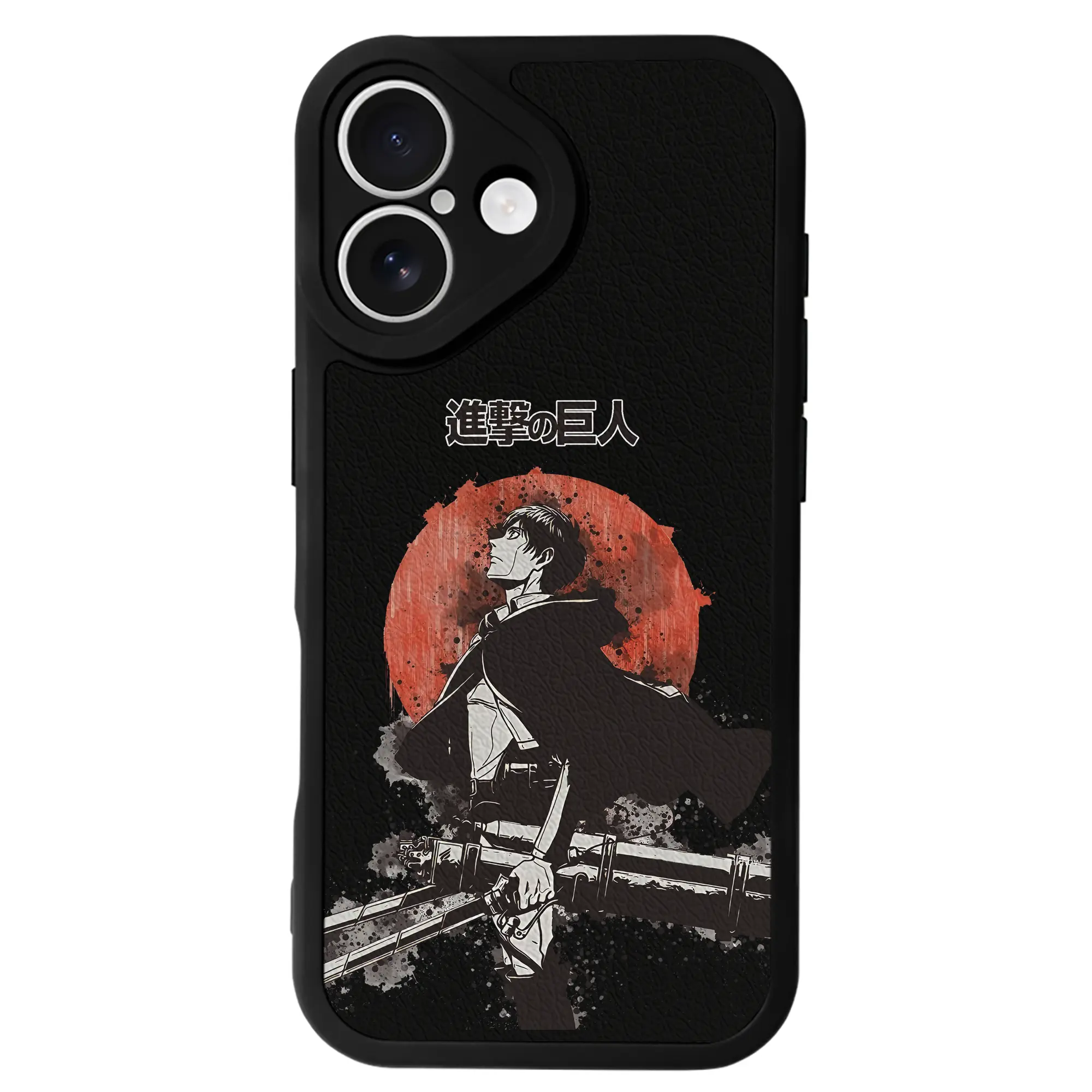 進撃の巨人 グッズ エレン・イェーガー - IPhone 16シリーズ対応 ・ シリコンスマホケース ・ レザー調 ・ 高精度フィット ・ 耐衝撃 ・ ワイヤレス充電対応 ・ 精密カット